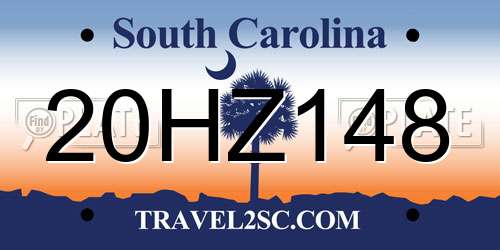 20HZ148 South Carolina License Plate