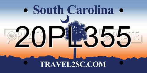 20PL355 South Carolina License Plate