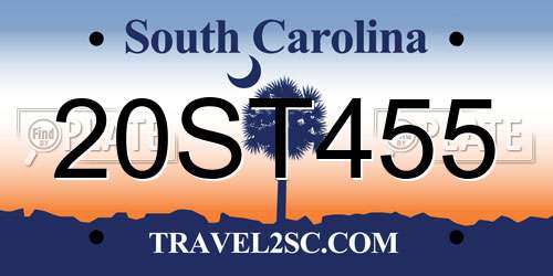 20ST455 South Carolina License Plate