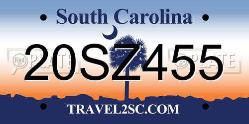 20SZ455 South Carolina License Plate