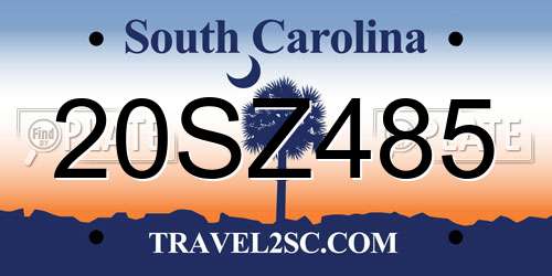 20SZ485 South Carolina License Plate