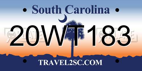 20WT183 South Carolina License Plate