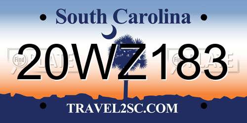 20WZ183 South Carolina License Plate