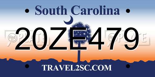 20ZE479 South Carolina License Plate