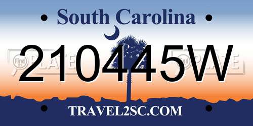 210445W South Carolina License Plate