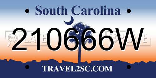 210666W South Carolina License Plate