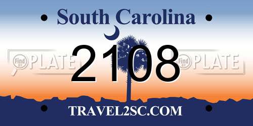 2108 South Carolina License Plate