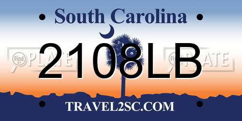 2108LB South Carolina License Plate