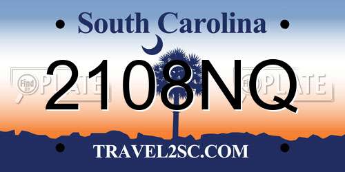 2108NQ South Carolina License Plate