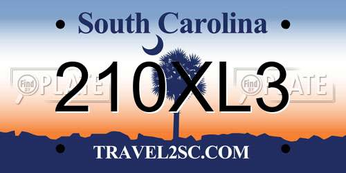 210XL3 South Carolina License Plate