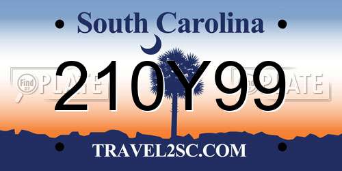 210Y99 South Carolina License Plate