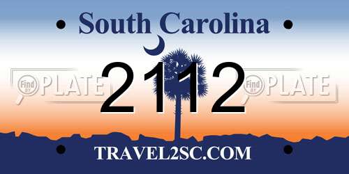 2112 South Carolina License Plate