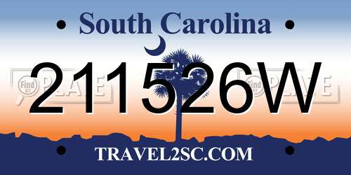 211526W South Carolina License Plate