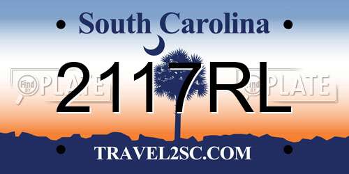2117RL South Carolina License Plate