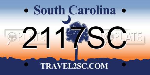 2117SC South Carolina License Plate