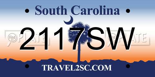 2117SW South Carolina License Plate