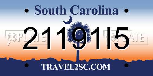 21191I5 South Carolina License Plate