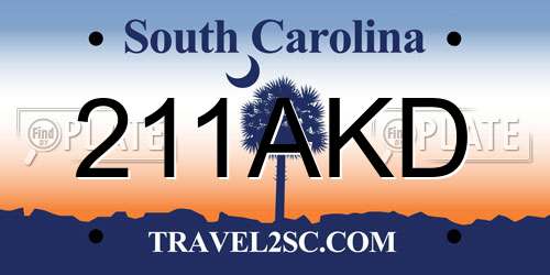 211AKD South Carolina License Plate