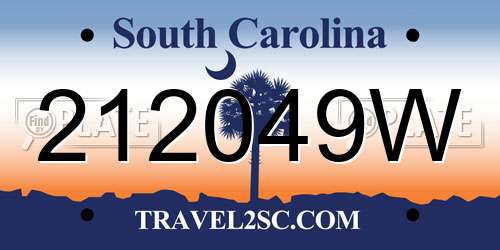212049W South Carolina License Plate