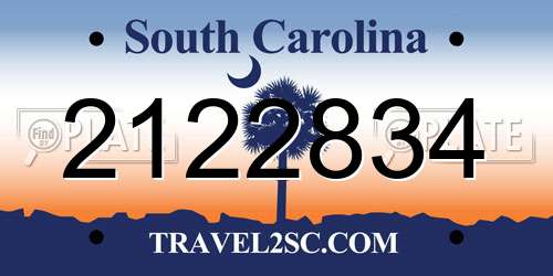 2122834 South Carolina License Plate