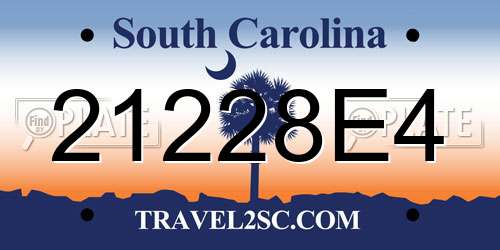 21228E4 South Carolina License Plate