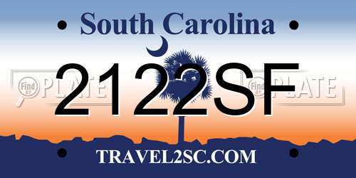 2122SF South Carolina License Plate