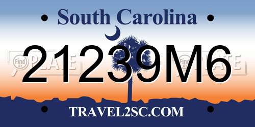 21239M6 South Carolina License Plate