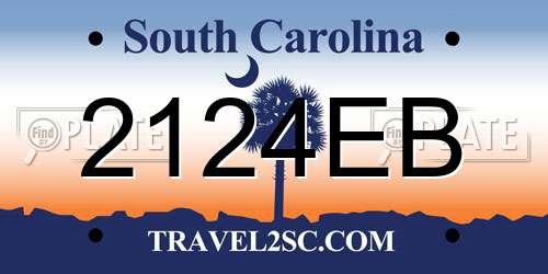 2124EB South Carolina License Plate