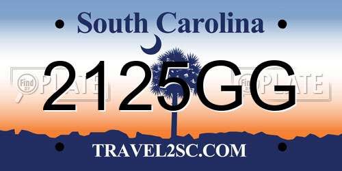 2125GG South Carolina License Plate