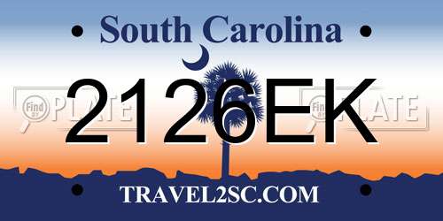 2126EK South Carolina License Plate