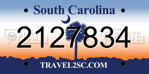 2127834 South Carolina License Plate