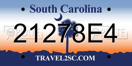 21278E4 South Carolina License Plate