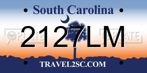 2127LM South Carolina License Plate