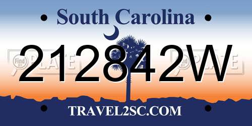 212842W South Carolina License Plate