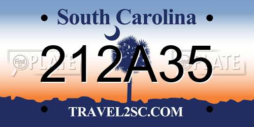 212A35 South Carolina License Plate