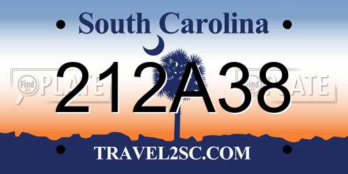 212A38 South Carolina License Plate