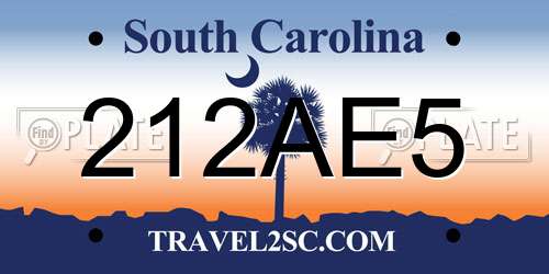212AE5 South Carolina License Plate