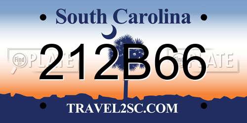 212B66 South Carolina License Plate
