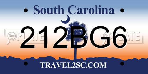 212BG6 South Carolina License Plate