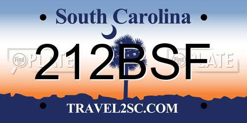 212BSF South Carolina License Plate