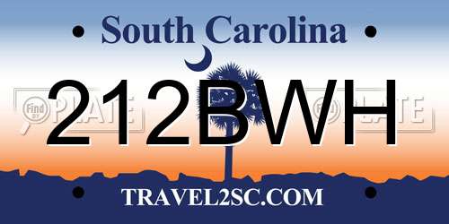 212BWH South Carolina License Plate