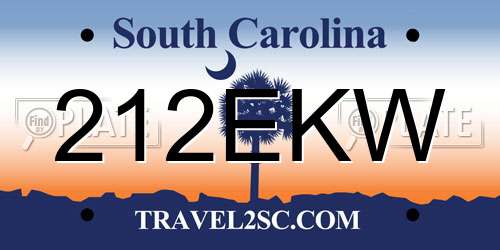212EKW South Carolina License Plate