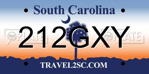 212GXY South Carolina License Plate