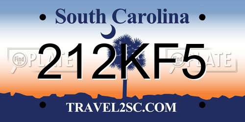212KF5 South Carolina License Plate