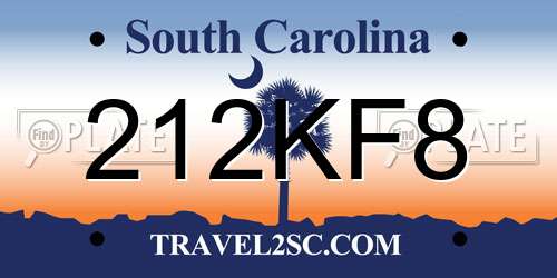 212KF8 South Carolina License Plate