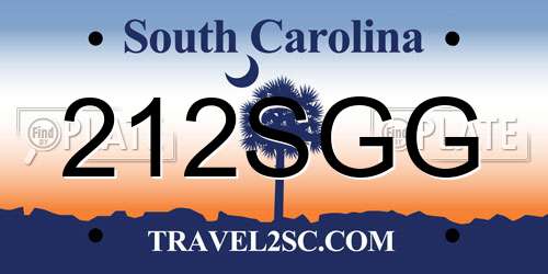 212SGG South Carolina License Plate