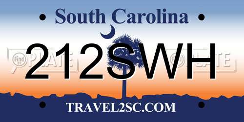 212SWH South Carolina License Plate