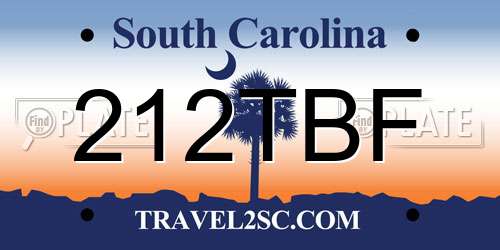 212TBF South Carolina License Plate