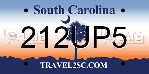 212UP5 South Carolina License Plate