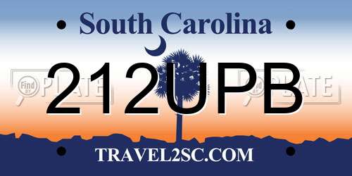 212UPB South Carolina License Plate